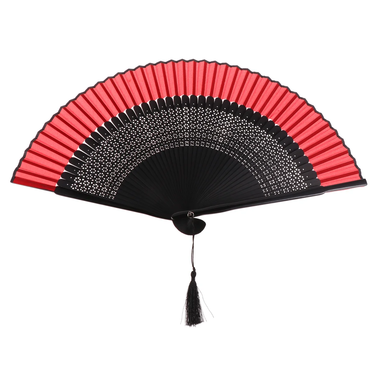 Portable Folding Fan Vintage Style Hollow Craft Design for Dancing Performance Party Wedding Birthday Red Folding Fans