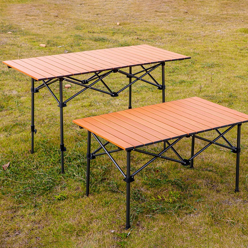 

Outdoor Adjustable All-aluminum Alloy Imitation Wood Grain Folding Table Picnic Camping Barbecue Portable Car Liftable Desk