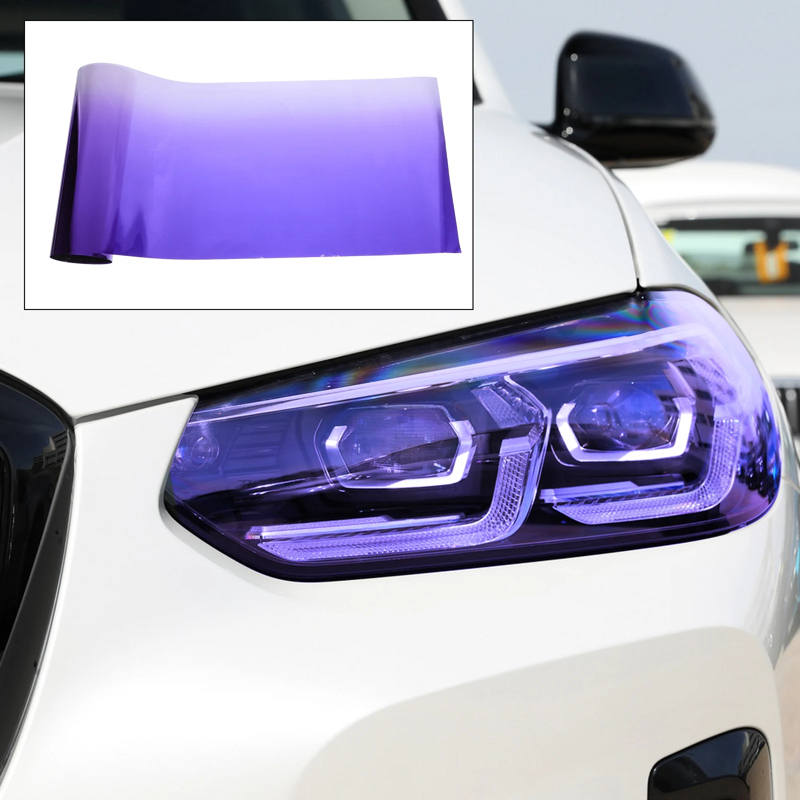 

Color Changing Film Car Headlight Tint Tail Light Purple Window Easy Cut Apply Fade Resistant Peel Proof Scratch Proof Removable