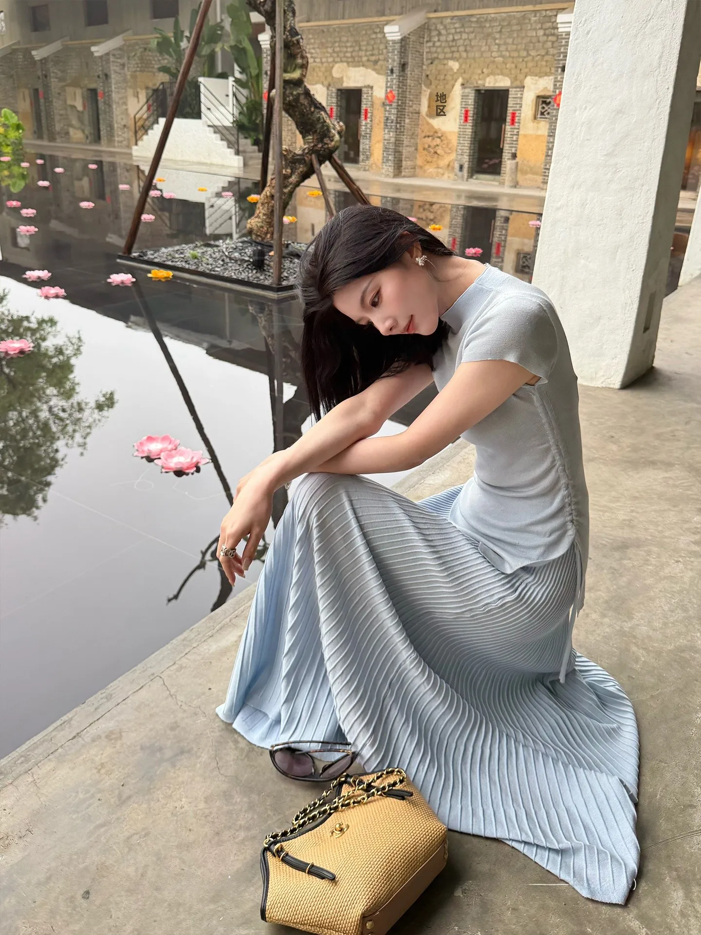 

Unique Qian Shu Short Sleeve Set by Jiang Wen Luo Zi Early Spring Half Skirt And Top Ensemble Breathable Casual Wear