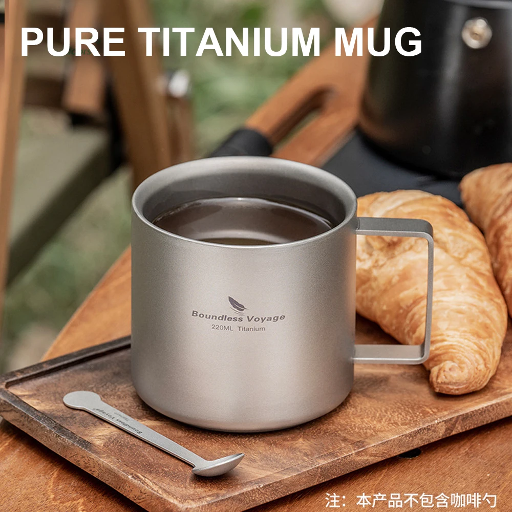 

Pure Titanium Double-Layer Heat-Resistant Mug 220ml, Heatable Ultra Lightweight Carry Health,Outdoor Camping Travel Coffee Cup