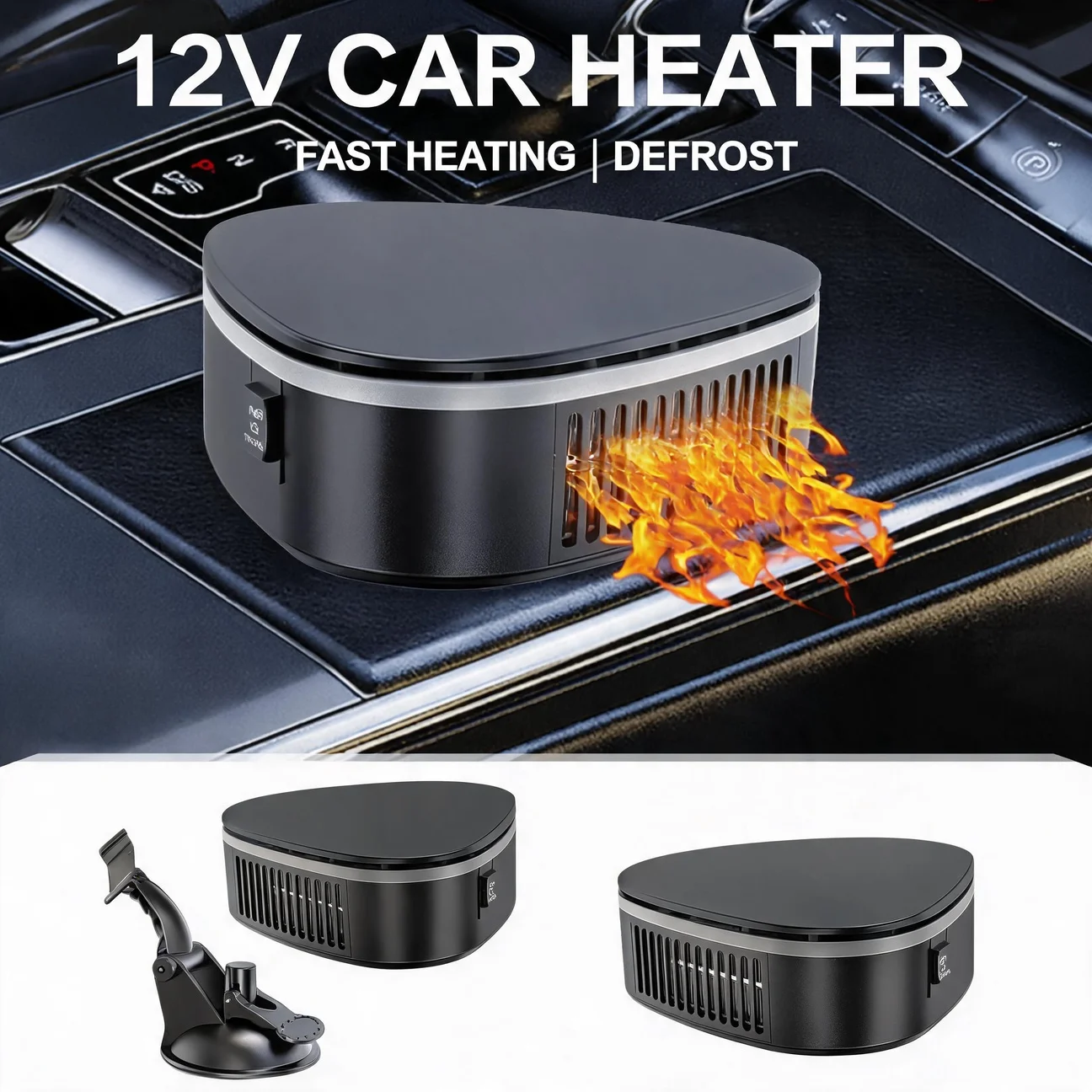 Car Hot and Cold Air Heating Defrost Defog Heater 12V Car Triangle Heater Portable Car Electric Heater Car Heater Accessories