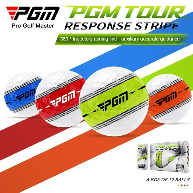 PGM Golf 360° Track Aiming Line Balls Boxed Ball Two-layer Ball Competition Balls Striped Balls 12 Boxed Ball Q030