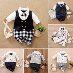 Newborn Clothing Party Gentleman Style Cotton Comfortable And Soft Boys And Girls0-18 SpringAnd AutumnLong Sleeved Baby Bodysuit