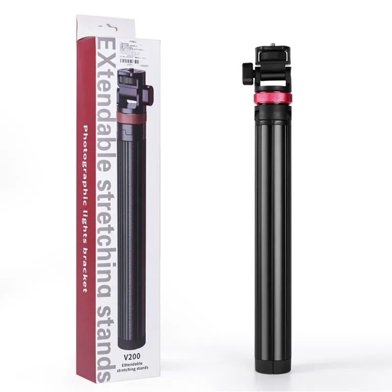 V200 Draagbare Uitschuifbare Camera Statief met 1/4 ''Schroef voor Video-opname Live Streaming Invullicht Microfoon Statief