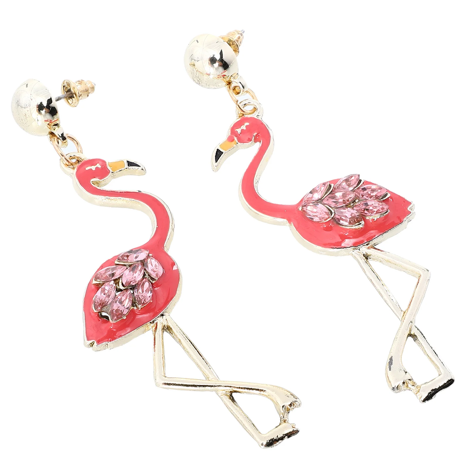 1 par de pendientes de pájaro flamenco cuelgan decoraciones para las orejas de mujer respetuosas con la piel accesorios de moda para Idea de regalo nupcial