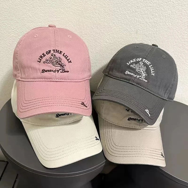 

Women's Embroidered Baseball Cap Spring Summer Casual Fashion Solid Color Hat Breathable Adjustable Outdoor Sun Hat Daily Use