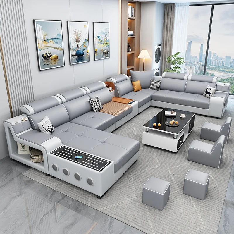 

Designer Modern Sofa Luxury Leather Center Seater Sectional Sofa Waterproof Extandeble Women Woonkamer Banken Unique Furniture