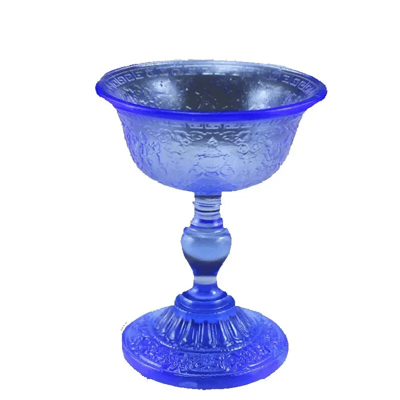 

Ancient glazed butter lamp holder set, temple glass Buddhist hall eight auspicious for Buddha glaze