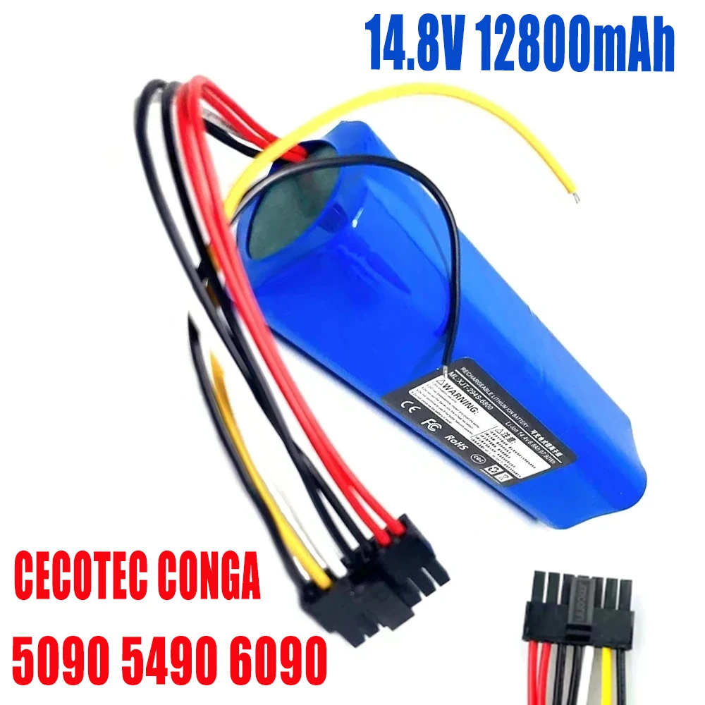 New 2024 14.8V 12800mAh INR18650 MH1-4S2P-300S Robot Battery for Cecotec Conga 5090 5490 6090 Robotic Vacuum Cleaner