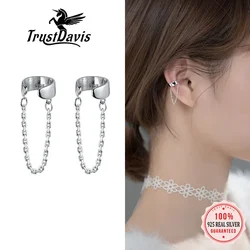 TrustDavis Echt 925 Sterling Zilver Gladde Ketting Oppervlak Clip op Oorbellen Voor Vrouwen Zonder Piercing Oorbellen Fijne Sieraden DB1233