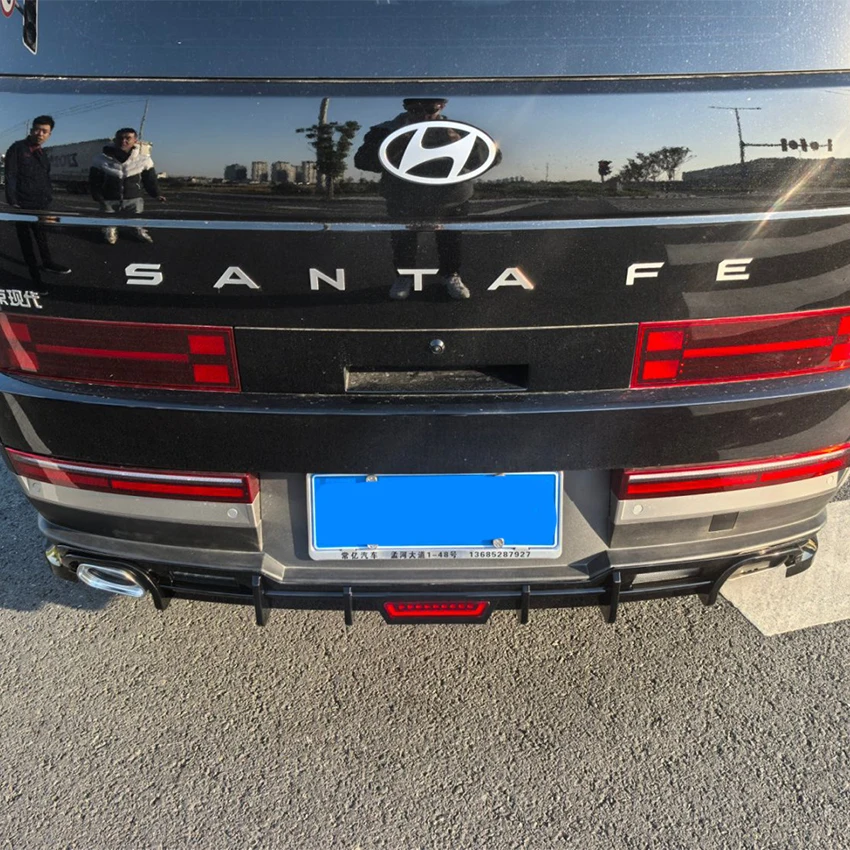3X 2024 2025 + Rear Bumper Diffuser Lip High Quality ABS Glossy Black For Hyundai Santa Fe MX5 Splitter Lip Spoiler Gloss Black