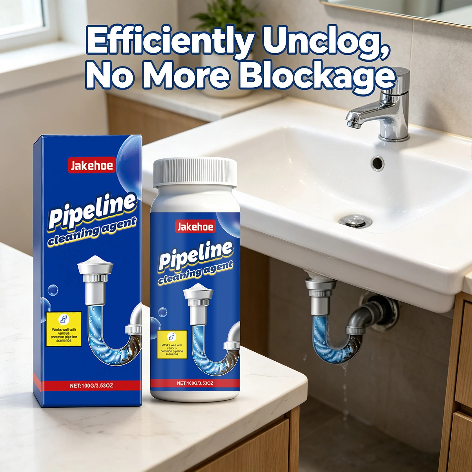 Pipeline Dredging Powder Removing Blockages Dissolving Oil Stains& Hair Eliminating Odors Freshing Household Pipeline Unclogger view 3