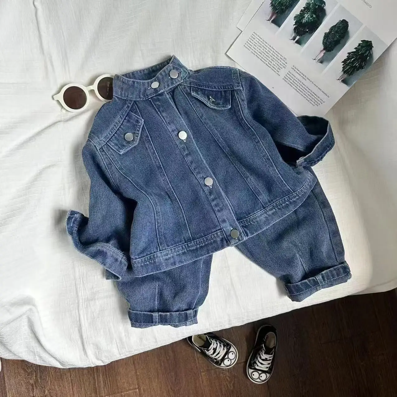 

Children's Spring and Autumn Cowboy Set New Fashionable for Boys' Baby Denim Coat+Jeans Two Piece Set Kids Outfits