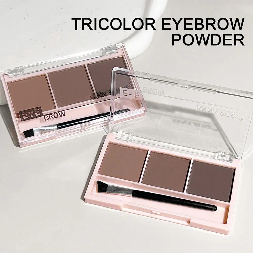 Poudre à sourcils 3 couleurs haut de gamme, Style européen, tons foncés, imperméable, longue durée, anti-taches, sourcils volumineux et définis