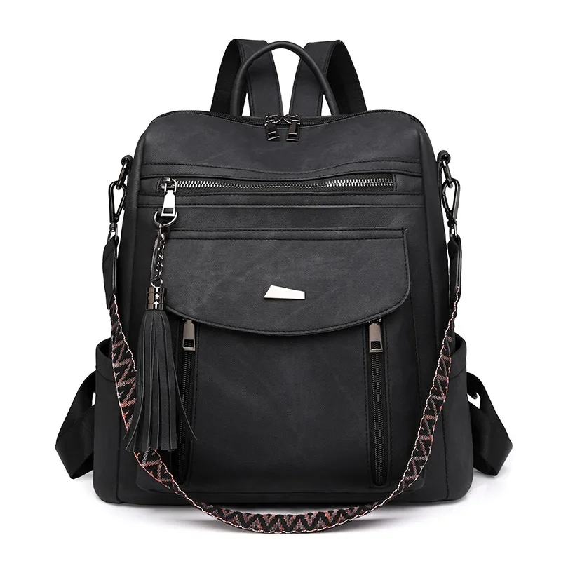 Fashion Ladies Backpack Casual 5Colors Vegan PU Leather Backpack Women\'s Multifunctional Large Capacity Commuter Travel Backpack