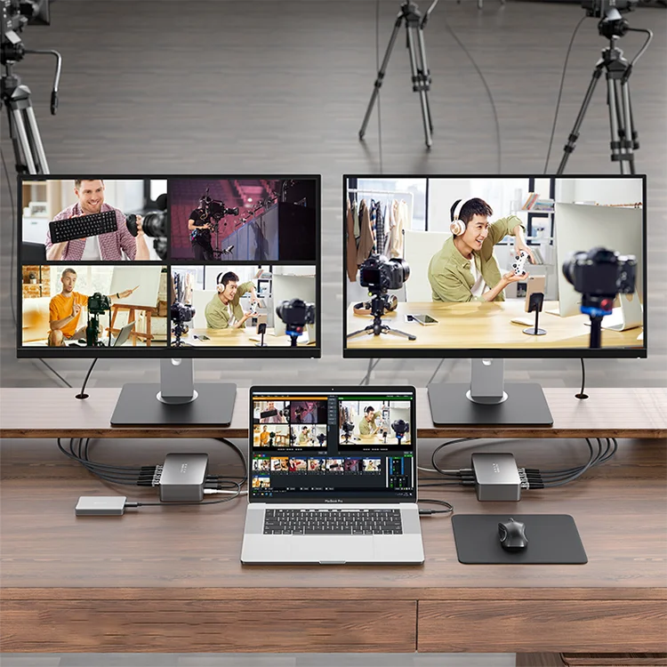 2021 Acasis High Speed 4K60 USB4.0 4 قنوات SDI بطاقة التقاط الفيديو الخارجية للبث المباشر