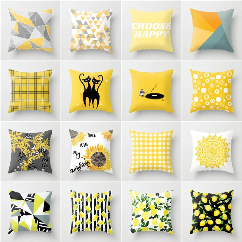 Nordic Instagram Yellow Series Pillow Super Soft Short Plush Living Room