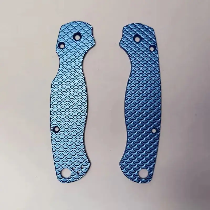 3 Colors Aluminum Anodized Black / Blue Knife Handle Scales For Spyderco C81 Paramilitary2 Para2 Knives Replace Make Accessory