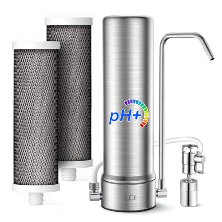 

Alkaline Countertop Water Filter Enhanced 6-Stage Stainless Steel Water Filter for Sink Faucet Reduces He