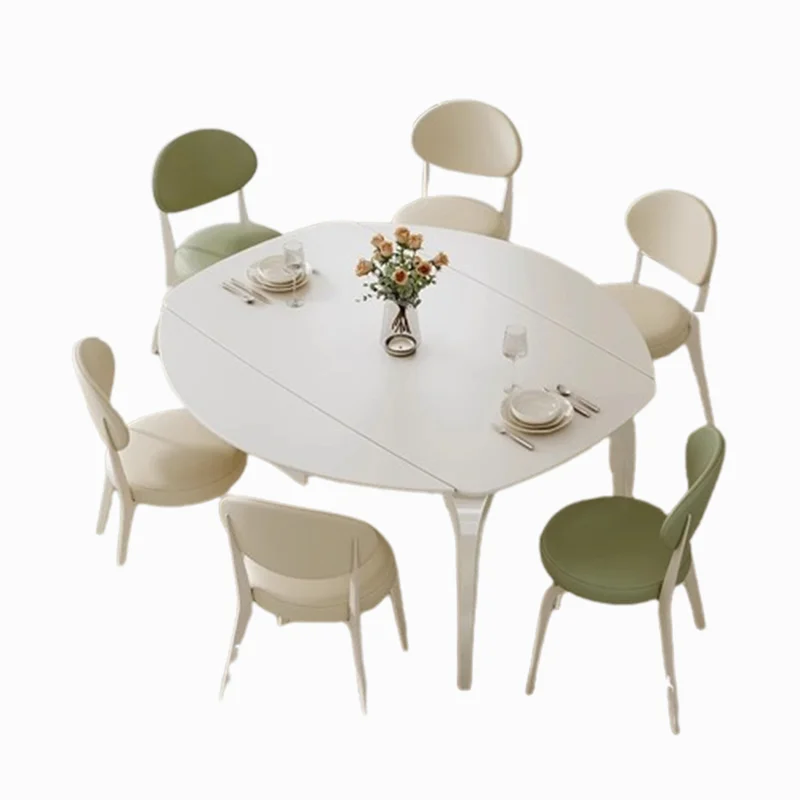 قابلة للتمديد طاولة طعام حديثة آلية تمديد فاخرة مستديرة غرفة المعيشة طاولة طعام الجانب الحد الأدنى ميسا أثاث المنزل