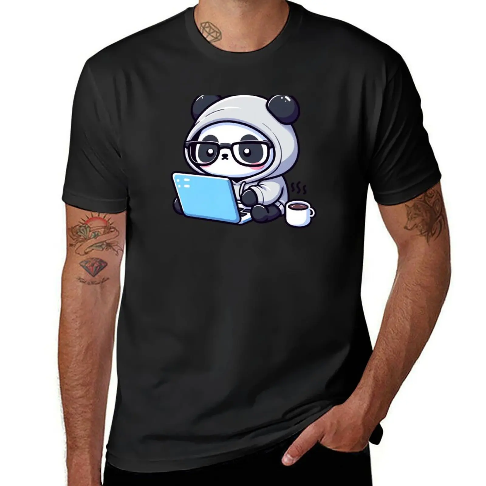 Coder Panda: Coffee and Code T-Shirt summer clothes hippie clothes anime clothes cute for men