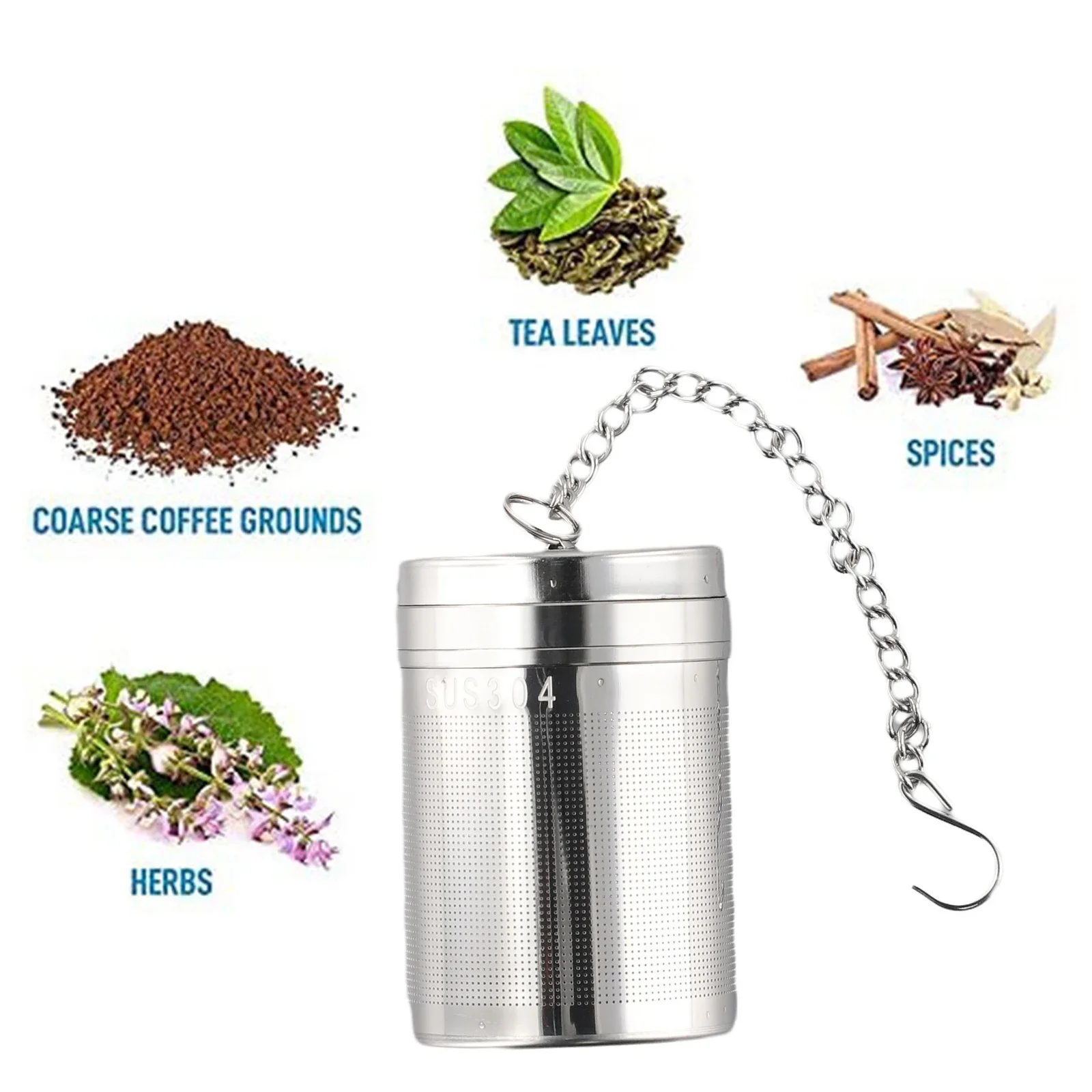 

New Practical Tea Infuser Mesh Filter Rust Resistant Seals Strainer 304 Stainless Steel Accessories Fine Holes