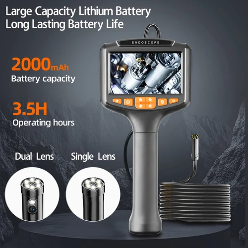 Imagen 1 del producto Tubo de drenaje de coche de doble lente, endoscopio, boroscopio automotriz, inspección endoscópica, cámaras de endoscopia para herramientas de coches, 1080p