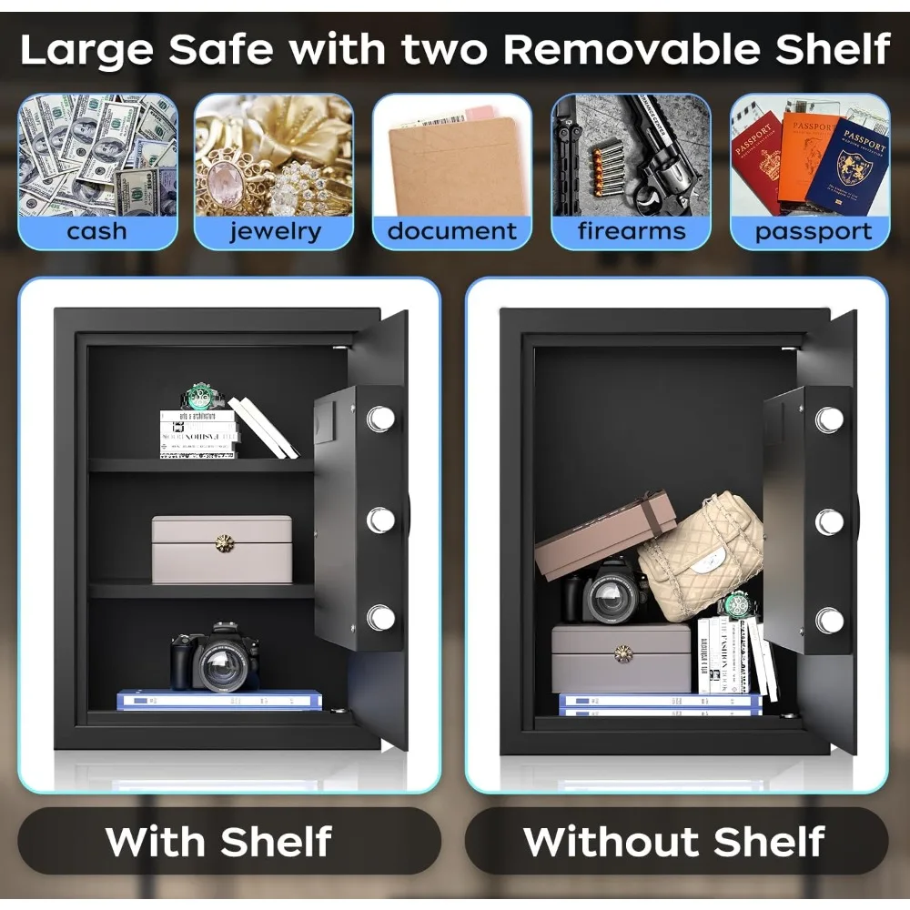 Brankas Senjata Biometrik dengan Mode Senyap, Brankas Keamanan Akses Cepat Berukuran 3,7 Kaki Kubik dengan Pemindai Sidik Jari, Brankas Uang dengan Kunci B