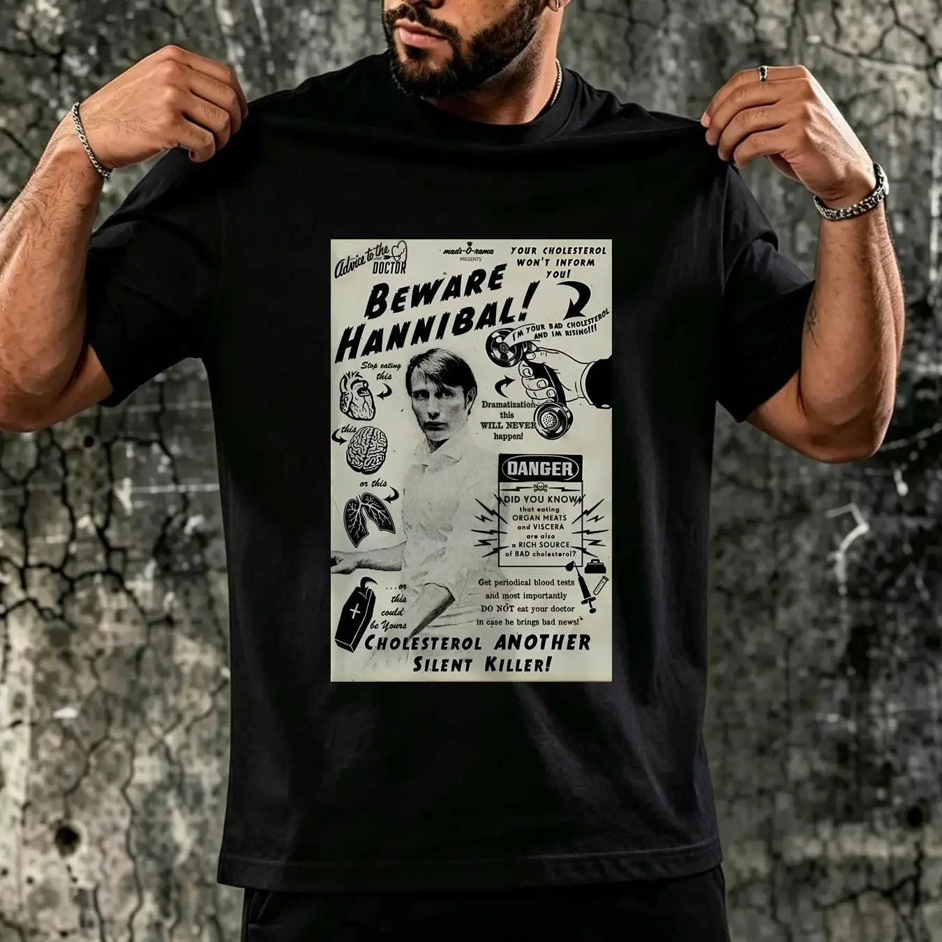 washed T Shirt Hannibal Aesthetic Mad Mikkelsen long or short sleeves vintage Washed streetwear Stylish designer clothes