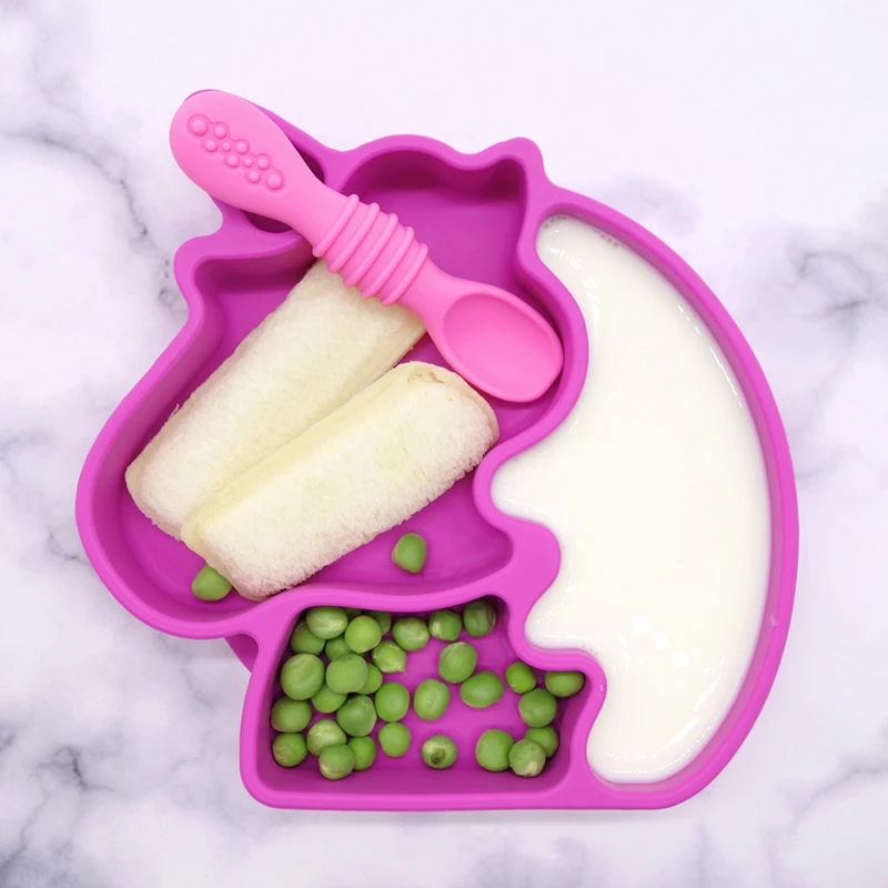 

50 Pieces Cute Design Silicone Suction Plate BPA Free Divided Suction Plate For Babies 100% Food Grade Silicone Unbreakable Baby