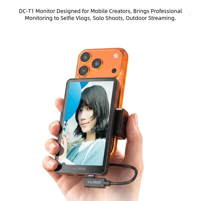 Viltrox DC-T1 Selfie Screen Monitor 1080P HD Touchscreen Portable Handheld Rear Camera Preview for IPhone Android Vlog Live