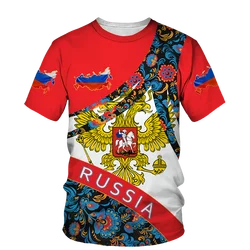 Russia Men's T-shirts Casual Summer Round Neck Russian Flag Short Sleeved Topstees Men's Clothing Streetwear Oversized T Shirt