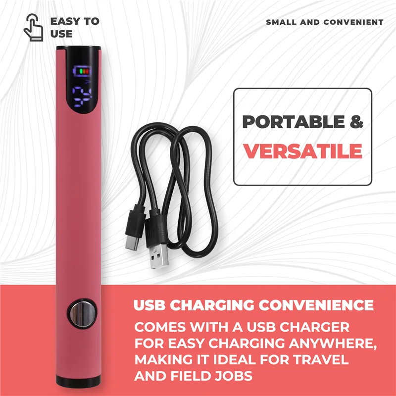 ABZZ-510 스레드 배터리 카트 펜 조절 가능한 온도가있는 헤드리스 전기 납땜 인두 미니 납땜 인두 키트 핑크