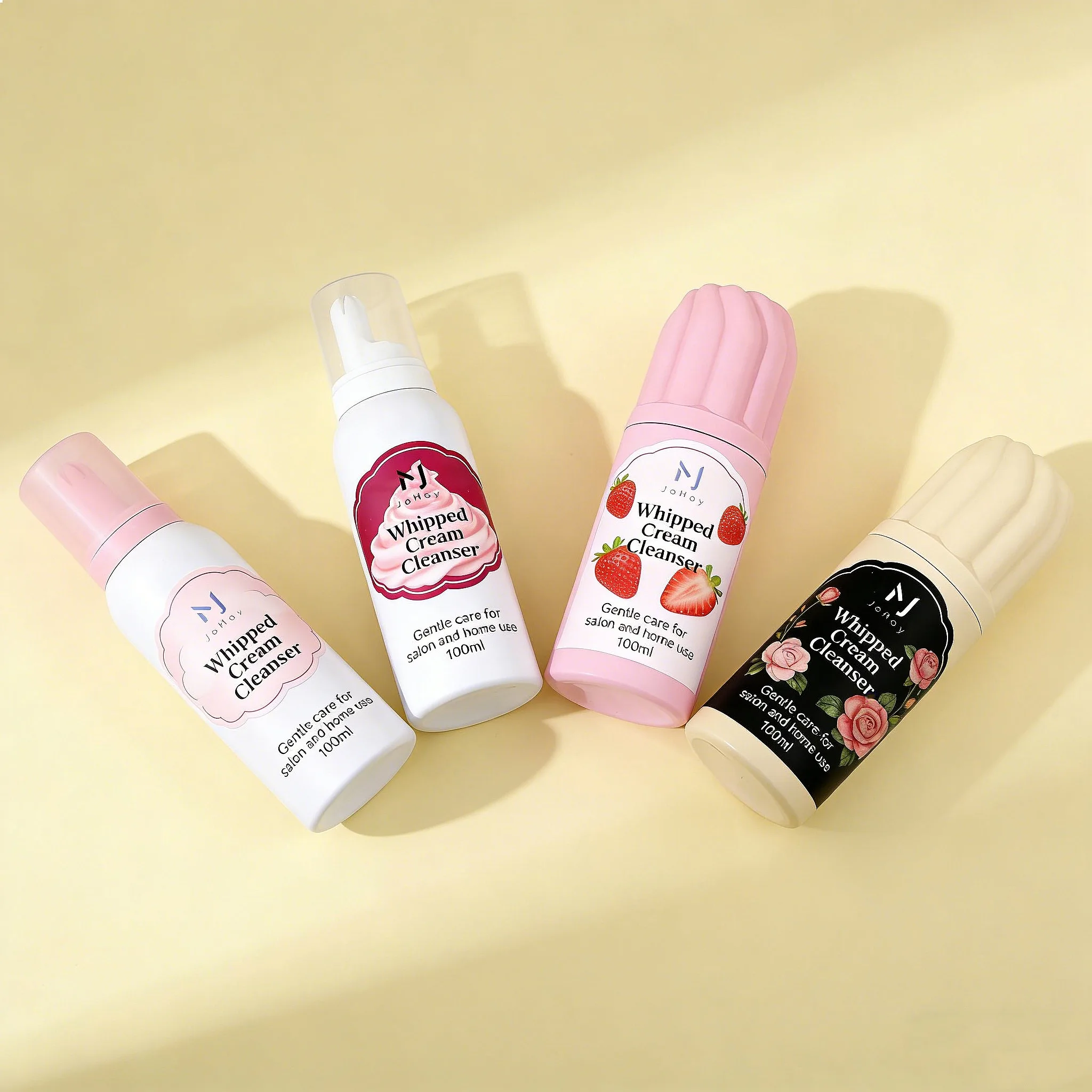 Wholesale  Tear Free and Vegan Cream Cleanser Custom Strawberry Mousse 100ml Eyelash Extension Cleanser