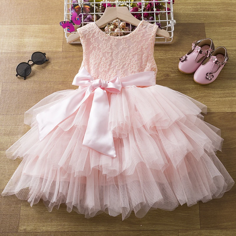 Kids Dresses for Girls Summer Infant Party Flower Girl Wedding Children Clothing Princess Tutu Dress Toddler Baby Xmas Lace Gown