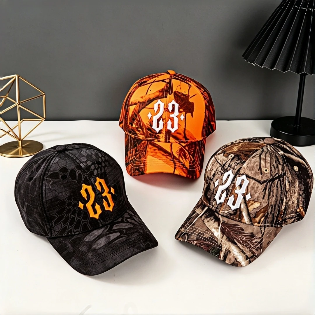 Number 23 Embroidered Baseball Cap Gothic Letter Adjustable Snapback Hat for Men Women Hip Hop Streetwear Trucker Cap