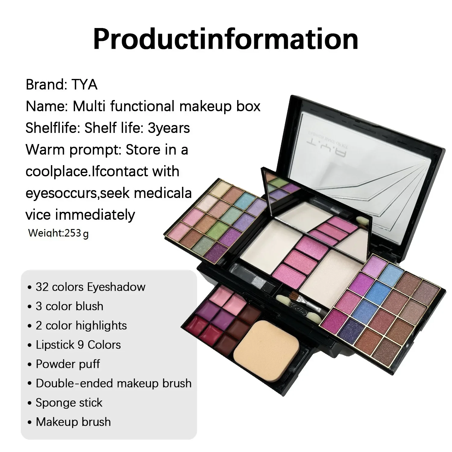 Makeup Kit Full Set for Women Multi-functional All in One Box New 46Color Face Lipstick Eye Shadow Eyebrow Brush Make Up Palette