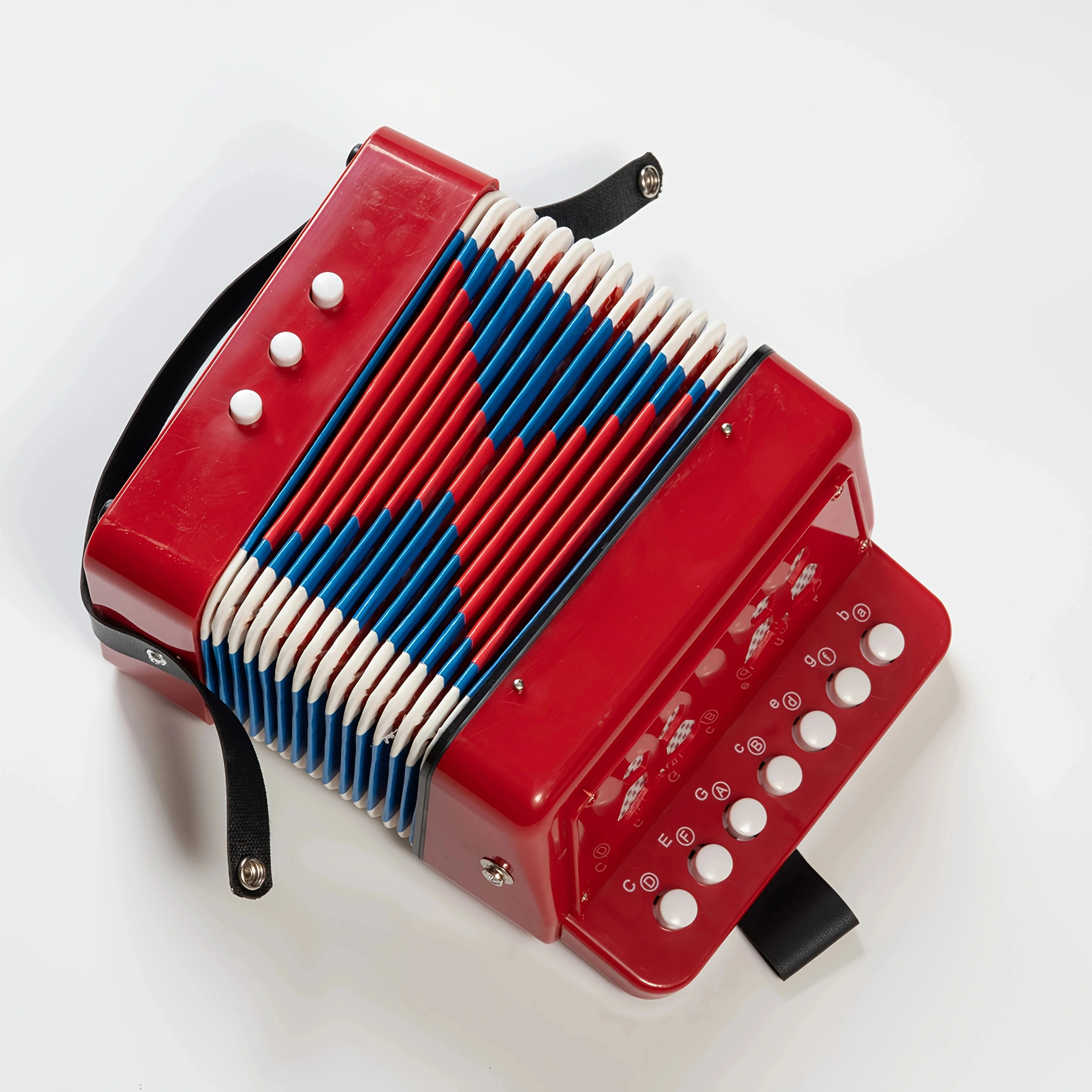 Mini acordeón para adultos y - Botón de 10 teclas/Piano de acordes con botones codificados de color rojo/verde/azul/negro