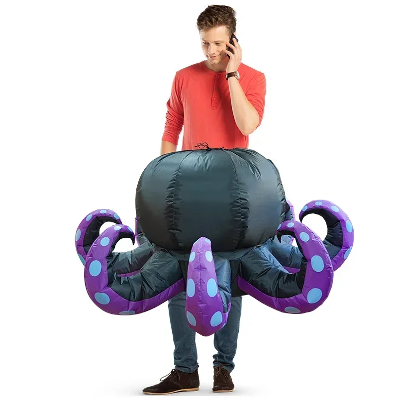 Adult Octopus Inflatable Costume Women Men Halloween Air Blow Dress Up Suit Carnival Mascot Party Outfit Shark Cow Horse Cosplay