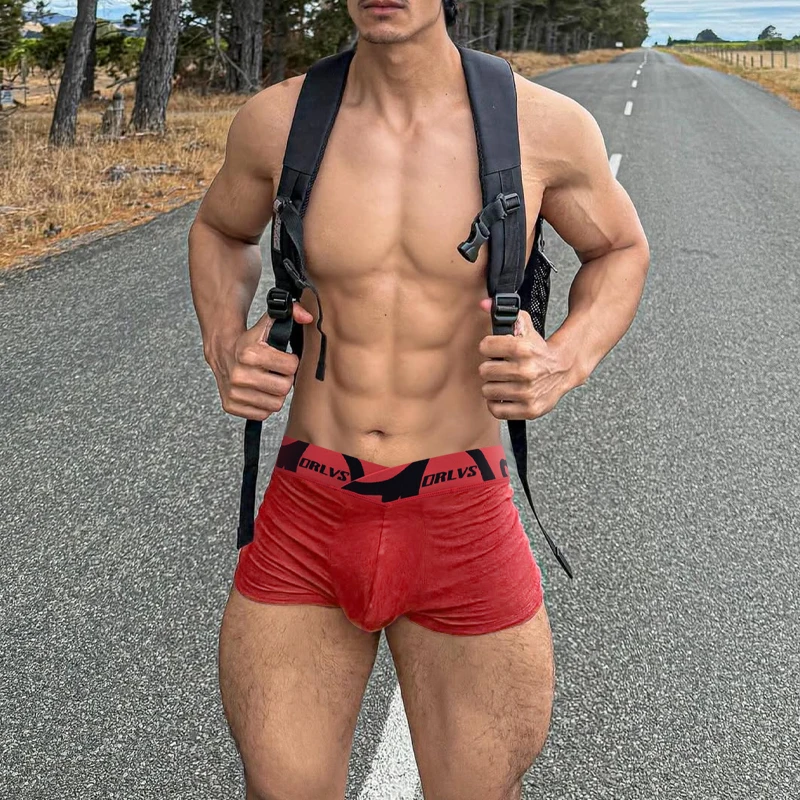 Men's Underwear Modal Soft Smooth Big V Cut Boxer Briefs No Roll Waistband Trunks with Double Layer Crotch for Daily & Sports