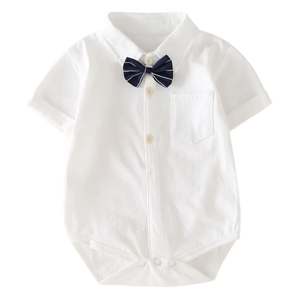 

100% Cotton Baby Onesie Triangle Bodysuit Detachable Bow Tie Bodysuit Gentleman Tie Long Sleeve Baby Boy Clothes Baby Boys