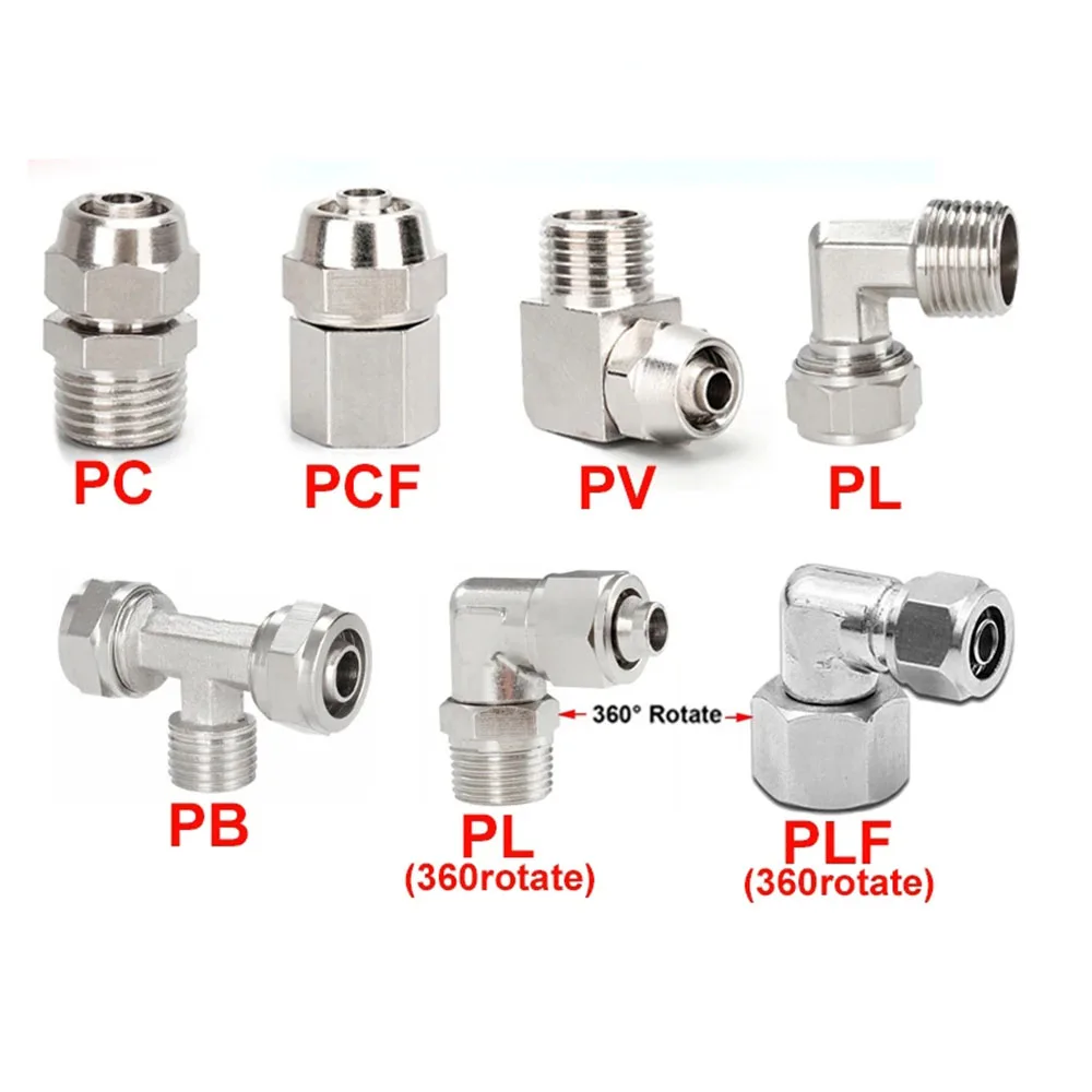 

PU Pipe Joint For Air Compressor, Outer Diameter 4, 6, 8, 10, 12mm, Thread 1/8, 3/8, 1/2 ", 1/4", BSP Hose Quick Connector