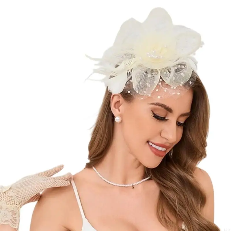 Luxurious Flower Fascinator Hat Hair Clip For 1920S Theme Event Styling Y166