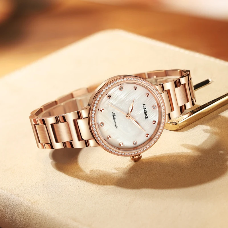 LINGKE Brand Ladies Fashion Watch Luxury Casual Waterproof Luminous Automatic Mechanical Watches for Women Clock Reloj Mujer