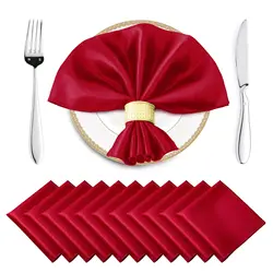 12PCS Wedding Red Satin Napkin 30x30cm Wholesale Soft Table Napkins for New Year Christmas Decoration Party Dinner Table Decor