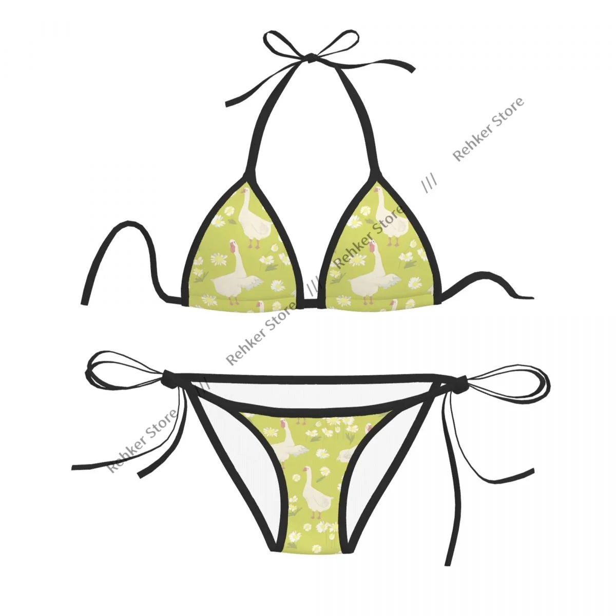 

Комплект бикини, купальник, женский купальник, сексуальный купальный костюм с эффектом пуш-ап, ромашка и гусы, фон, пляжная одежда, летняя бразильская одежда