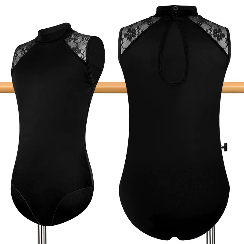 Ärmellose Ballett-Tanztrikots für Damen mit Rollkragen für Erwachsene und Kinder. Gymnastik-Tanktops mit Wassertropfen-Bodys mit hohlem Rücken