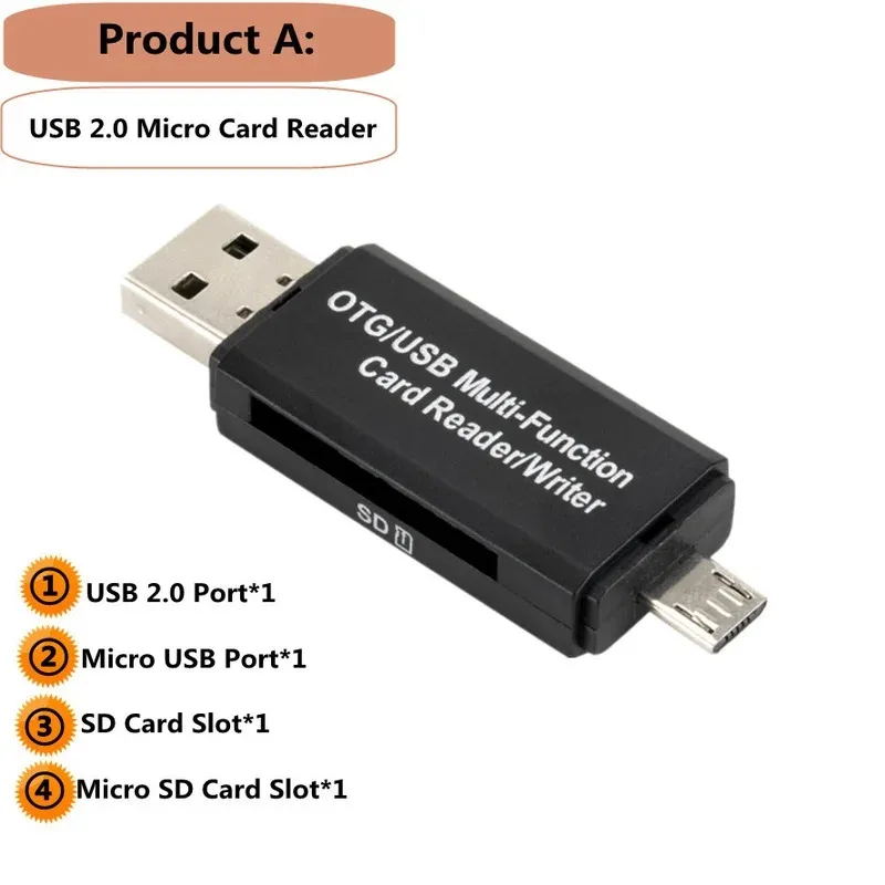 2 In 1 USB OTG Card Reader Flash Drive High-speed USB2.0 Universal OTG TF/SD Card for Android phone Computer Extension Headers