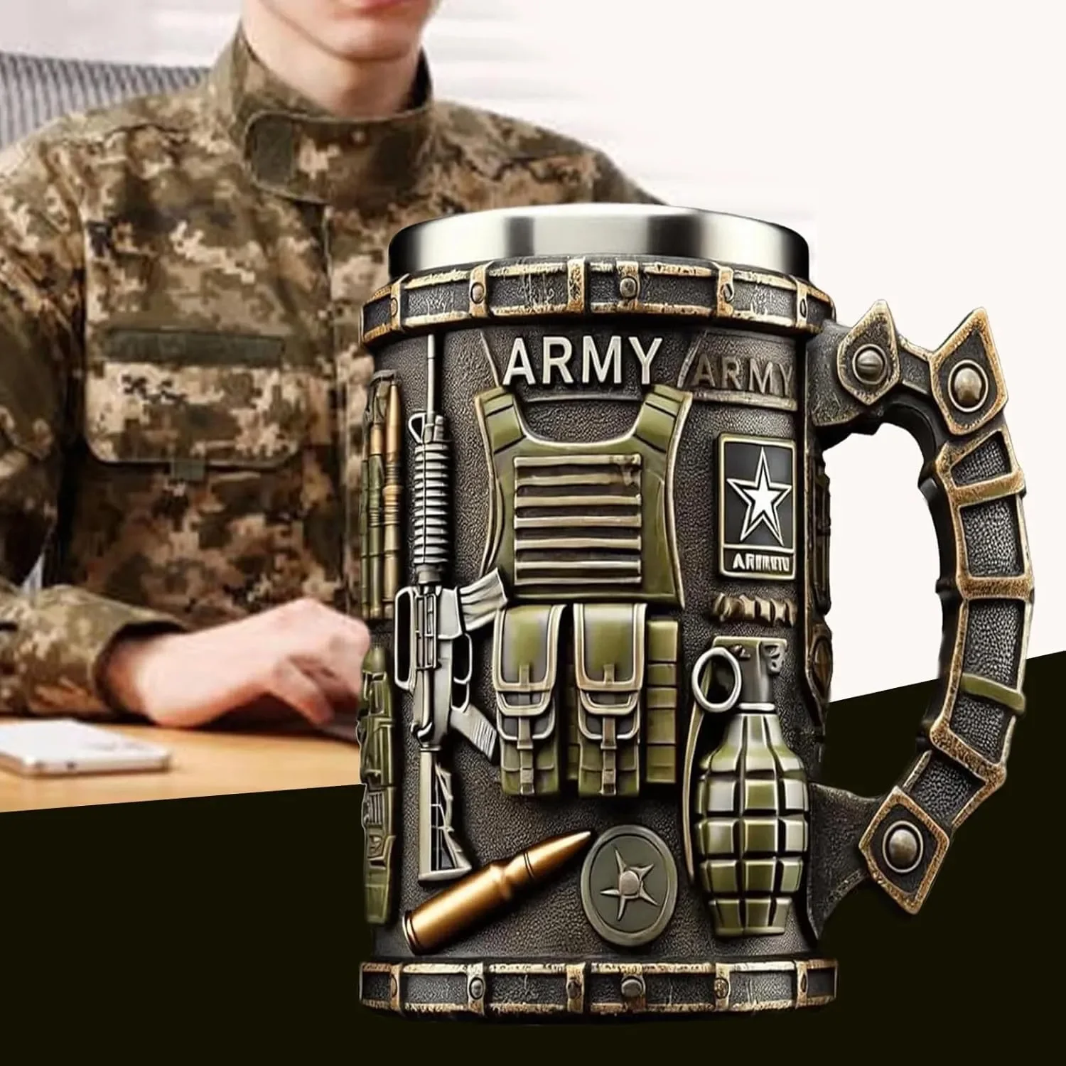 15oz 3D Military Coffee Mug  Army Navy Marine Corps Gift, Veteran Memorial  Cup, Patriotic Drinkware for Men - AliExpress 15